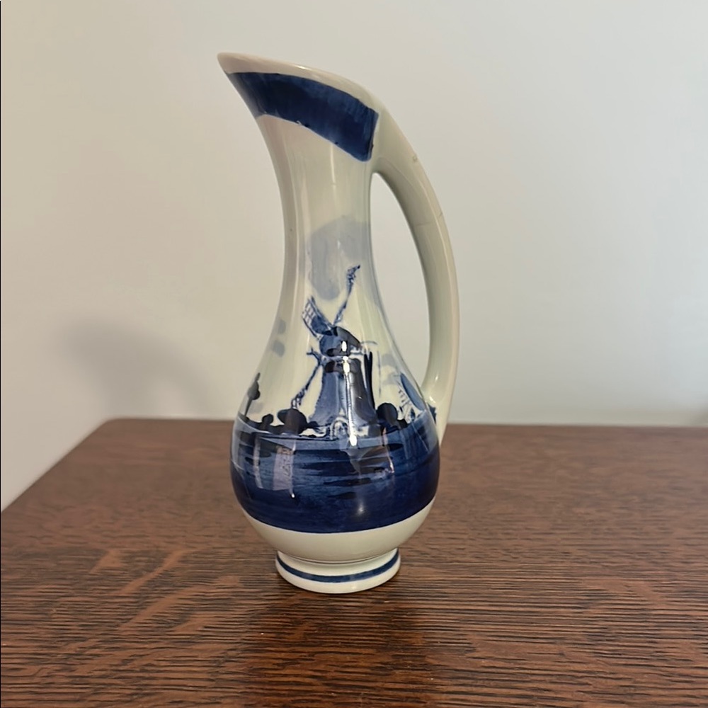 Blue and White Ceramic Pitcher